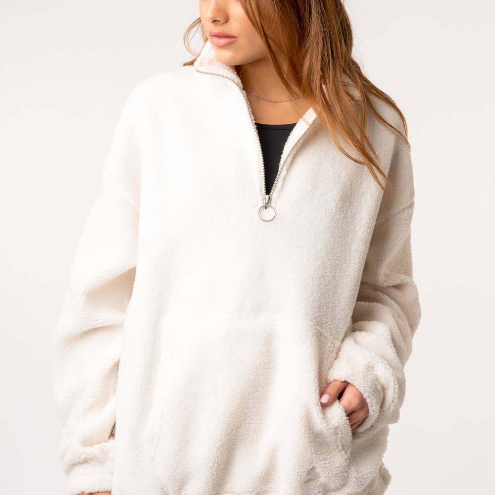Teddy Half-zip Pull Over Sweater